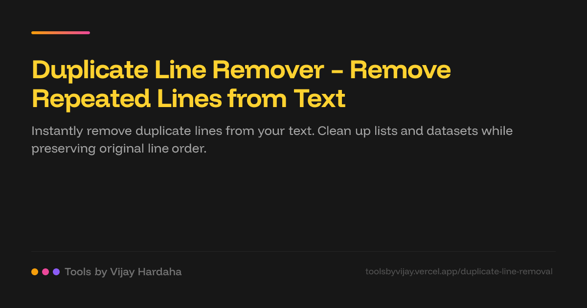 Duplicate Line Remover – Remove Repeated Lines from Text — Tools by ...